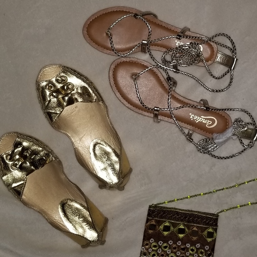 Candies*2 pairs of Gold Sandals
